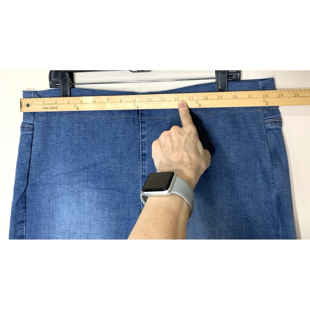 NYDJ Jeans Womens 14W Blue 37.5X32 Pull On Stretch Wide Leg High Rise Denim - Picture 2 of 9